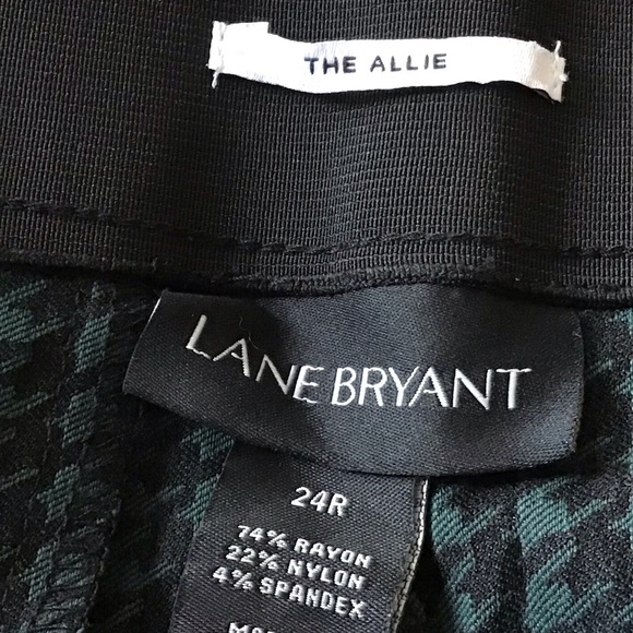 💐NWT LANE BRYANT Sz24 THE ALLIE BOOTCUT GREEN/BLK HOUNDSTOOTH PANTS - Picture 10 of 13
